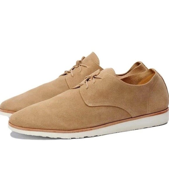 NISOLO MEN'S TRAVEL DERBY‎ SUEDE LIGHTWEIGHT DRESS SHOES STONE NIB - Picture 1 of 7